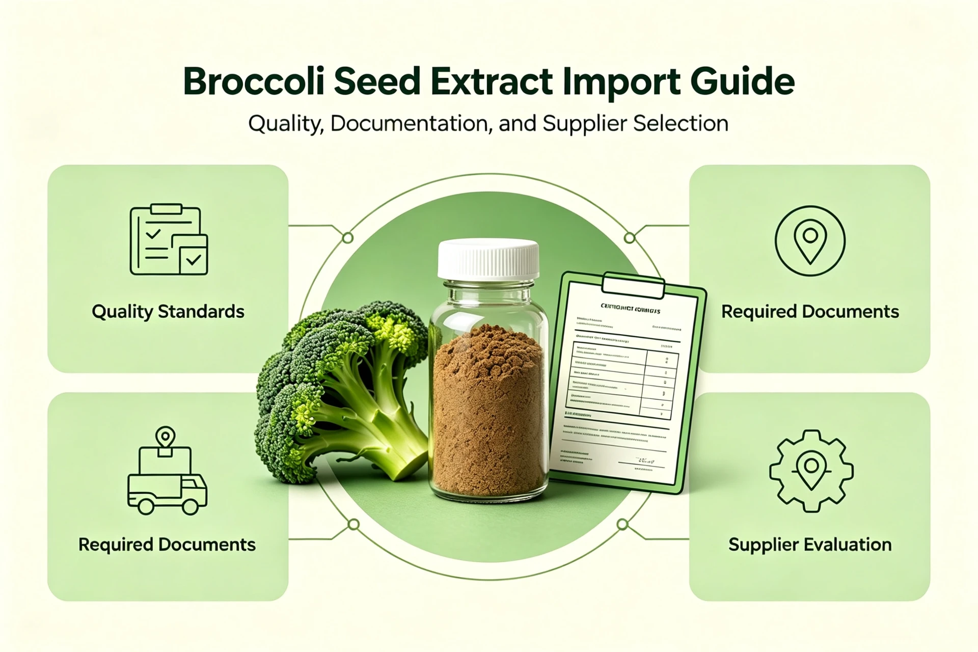 Broccoli Seed Extract Import Guide: Quality, Documentation, and Supplier Selection Broccoli Seed Extract Import Guide: Quality, Documentation, and Supplier Selection